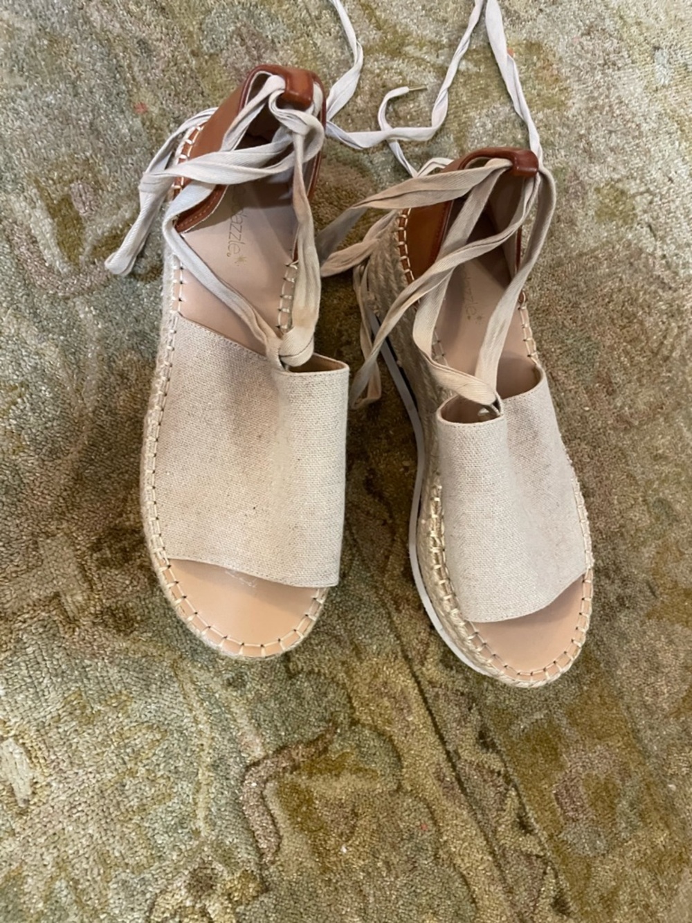 Women’s Beige Espadrille Lace-Up Sandals